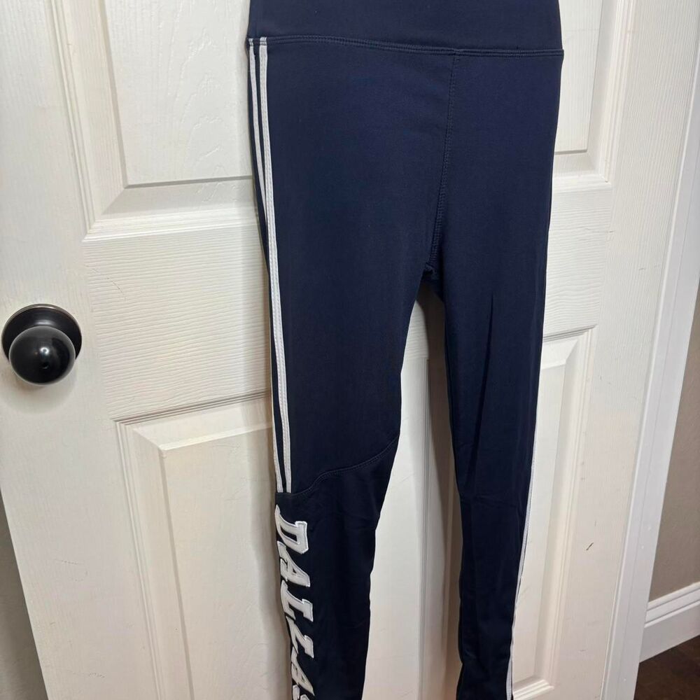 NWT Small/Medium LIDA Collection Navy Blue Athletic Leggings Side Stripe Graphic